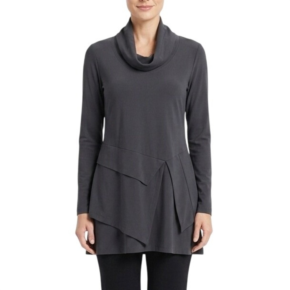 Porto San Francisco Macbeth Top in Jet Jersey‎ Cowl Neck Asymmetrical Hem Size 0